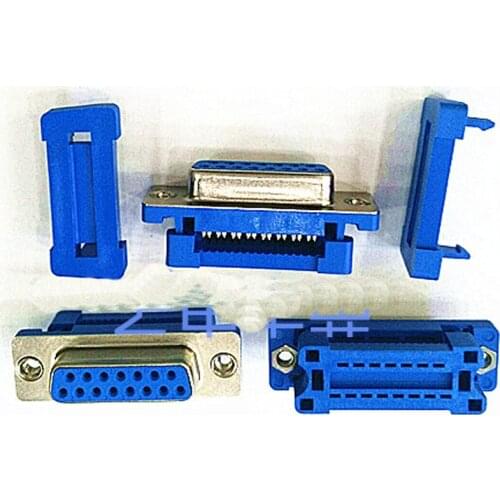 50pcs DB15 DB-15 15 Pin RS232 Female Male Buckle Free Welding Serial Adapter Connector Socket Wire Pressure Type