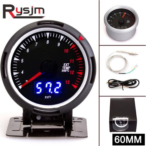 60MM Exhaust Temperature Meter Car Exhaust Gas Temperature Gauge 300~1300 Celsius Fahrenheit EGT Gauge With Sensor White Light