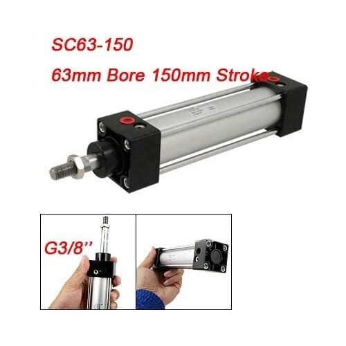 63mm Bore SC Series Adjustable Buffer Pull Rod Standard Pneumatic Cylinder 150mm Stroke Model SC63-150
