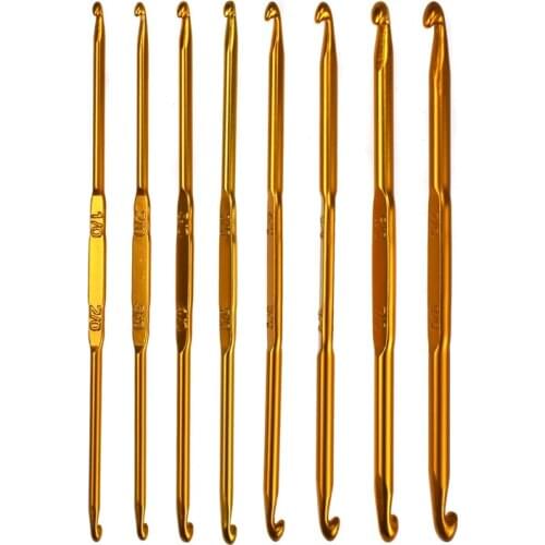 8Pcs/set Crochet Hooks Set Aluminum Double-Head Crochet Hook Knitting Needle Set Weave Craft Crochet Yarn Hook Hand Sewing Tool