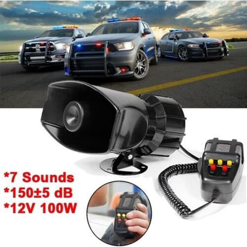 100W 12V Car Alarm 5 Sound Loud Police Fire Horn Siren PA Speaker MIC System Alarm Microphone System Kit