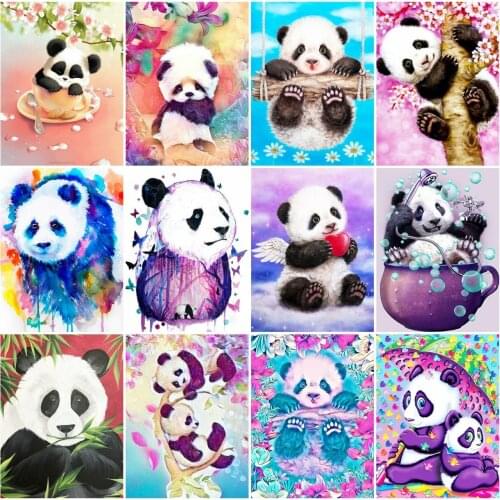 AZQSD Full Square Diamond Painting Panda Cross Stitch Kits Rhinestones Diamond Embroidery Animal Mosaic Handicraft Home Decor