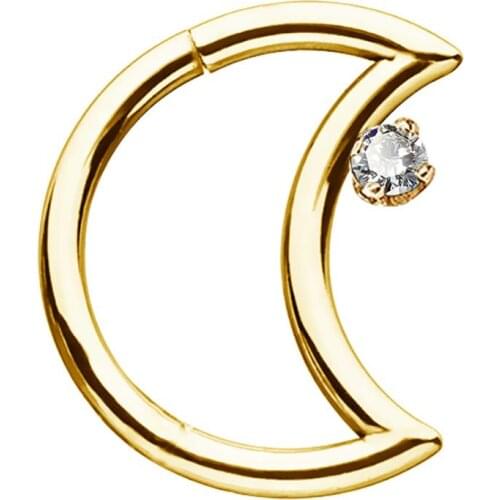 Body Punk Solid Gold Daith Earring Moon Shape 16G Helix Tragus Piercing Cartilage Earring