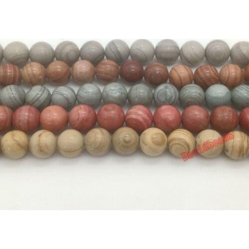 Natural Brown Red Gray Yellow Wood Stripe Stone Ball Loose Beads 6 8 10MM Fit Diy Charms Beads For Jewelry Accessorie Wholesale