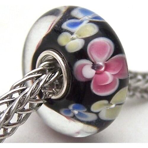 PJG3055 100% S925 Sterling Silver Beads Murano Glass beads Fit European Charms Bracelet charms diy jewelry Lampwork GlassBeads