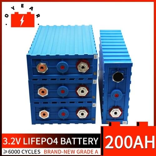 OYE 8PCS 100% NEW 3.2V 200Ah cell CALB LiFePo4 Rechargeable Batteries 12V 24V 48V for Pack Boat Solar Battery EU US tax free