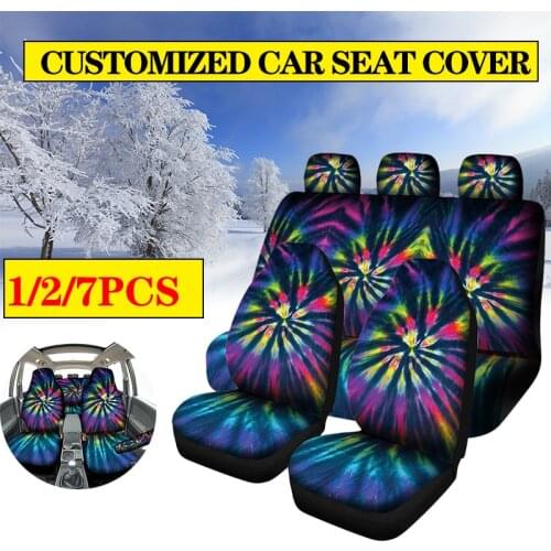 1 / 2 / 7 pcs car seat cover tie dye printing general motors front seat cushion car accessories most car cushion cover