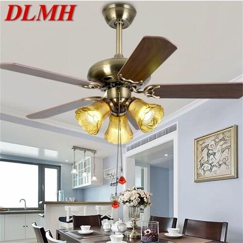 DLMH Ceiling Fan Light Modern Simple Lamp With Straight Blade Remote Control For Home Living Room