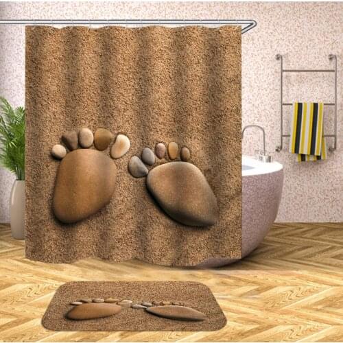 Zen meditation Buddhism contemplation 3d digital printed polyester stone waterproof shower curtain home bathroom shower curtains