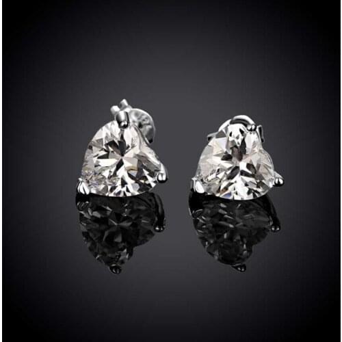 Hot Silver color heart-shaped zircon stud earrings Fashion Wedding / engagement jewelry for woman Top quality
