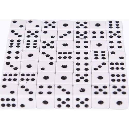50 Pieces Wholesale Dices 8mm Plastic White Gaming Dice Standard Six Sided Decider Birthday Parties Board Game NEW Arrival
