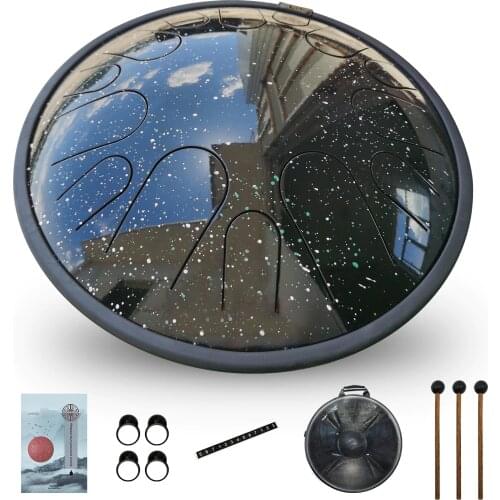 AS TEMAN hue drum steel drum,Starry steel Tongue Drum,14 inch 14 Notes Steel Drums Percussion Instrument with Bag and gift set
