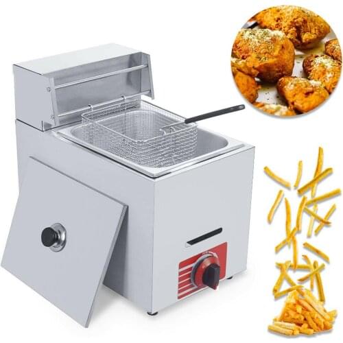 10L Commercial Countertop Gas Fryer Deep Fryer One Basket Propane (LPG) w/Metal Tube Stainless Steel
