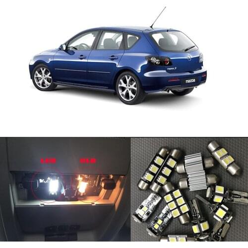 8Pcs White Canbus LED Lamp Car Bulbs Interior Package Kit For 2004-2009 Mazda 3 Map Dome Trunk Plate Light
