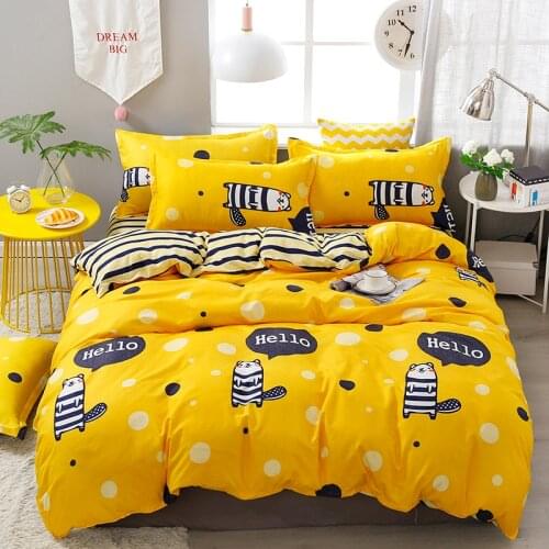 Fashion Printed Simple Bedding Sets Home Textiles Child Adult Duvet Cover Sets Soft Bed Sheet Pillowcases Cute Lovely Bed Cover