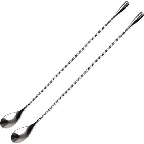 Mixing Spoon Stainless Steel Set Of 2 Professional Cocktail Bar Tool (12 Inches) Japanese Style Teardrop End Design