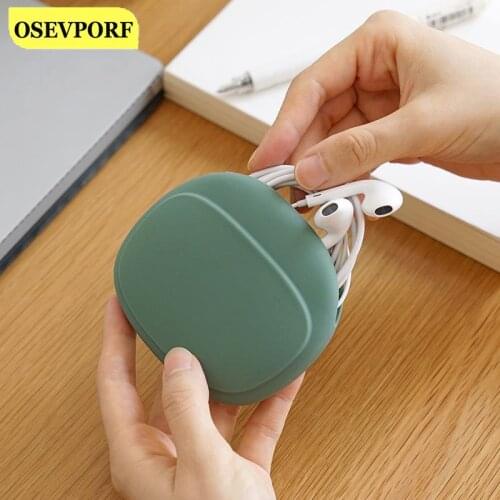 Cute Data Cable Headphone Storage Box Soft Silicone Simple Mobile Phone Charger Data Cable Organizing Bags Small Coin Purse Case