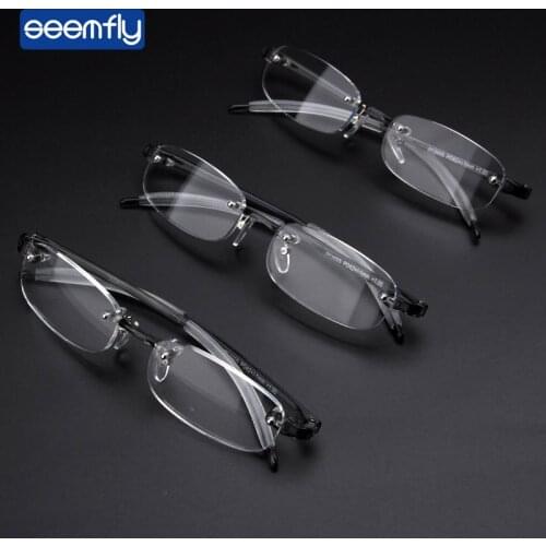 Seemfly Ultralight Soft TR90 Frameless Myopia Glasses Men Businesss Nearsighted Shortsighted Glasses-1.0-1.5-2.0-2.5-3.0-3.5-4.0