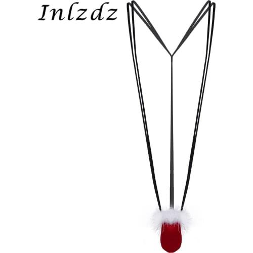 Mens Erotic Lingerie Christmas Mankini Thong Novelty Sexy Costume Underwear Fluffy Sexy Gay Briefs Panties for Lingerie Night