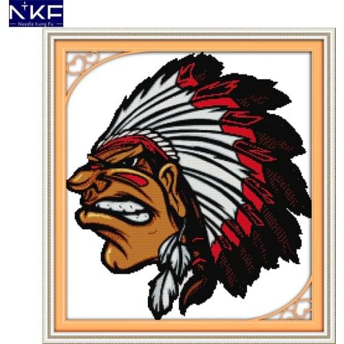NKF The Indians Embroidery Floss Cross Stitch Needlework Counted Cross Stitch Kits for Embroidery Chinese Cross Stitch Kits