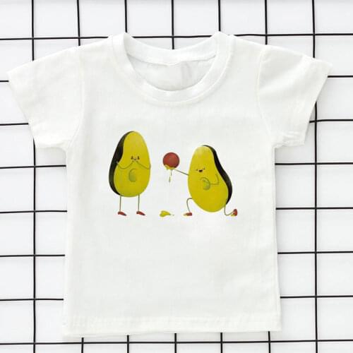New T Shirt Girl Avocado Novelty Romance Proposal Printed Baby Boy Clothes Kids Tshirt Cute Girls Tops 2 3 4 5 6 7 8 9 Years Old