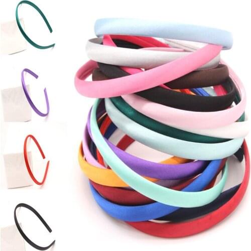 New 10pcs 1cm Satin Fabric Covered Headband Colorful Hair Hoops Blank Base Settings DIY Making Girls Hair Accessories Findings