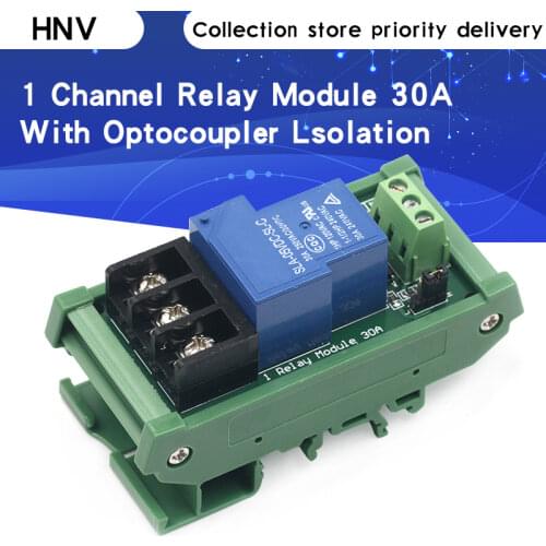 5V 12V 24V One 1 Channel Relay Module 30A with Optocoupler Isolation Supports High/Low Level Trigger with Guide Rail