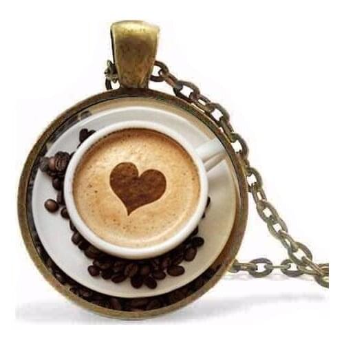 Cappuccino Heart Coffe Necklace Coffe relax Pendant Necklace women men jewelry chain necklaces charm