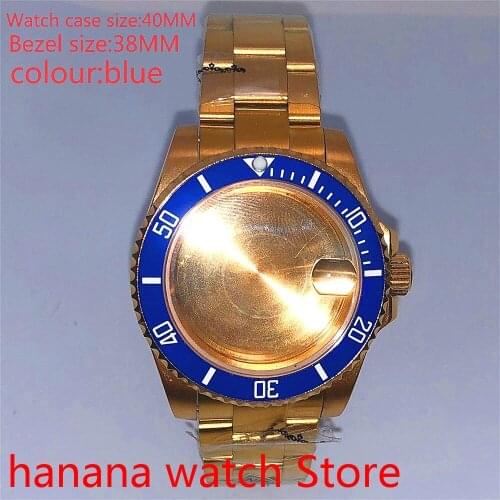 Suitable for NH35 36 Mingzhu2813 Miyata automatic winding 40mm sealed back gold box series, with rotating bezel blue