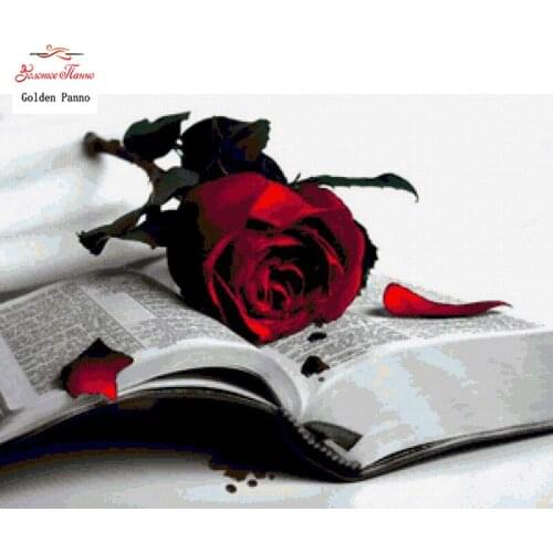 Full Square Diamond 5D DIY Diamond Painting Photo Custom "Roses and books" 3D Embroidery Cross Stitch Mosaic Decor