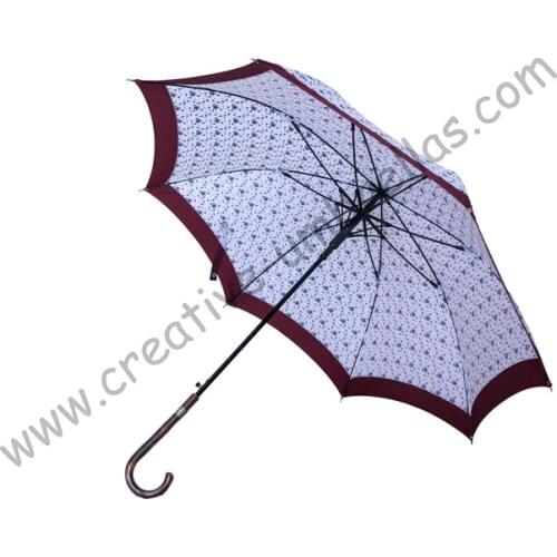 3pcs/lot)Straight rattan umbrellas,210T pongee printed stars design,auto open,70T alloy shaft for cane parasol,rattan handle