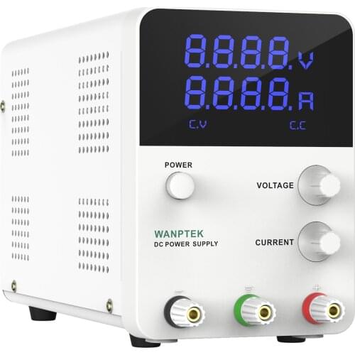 Adjustable DC Power Supply 0-62V 0-5.2A 4-Bit Display Variable Switching Regulated Power Supply+Alligator Leads Education Repair
