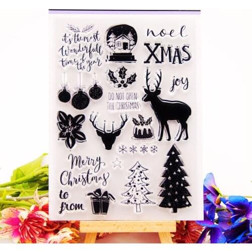 Christmas tree and deer Clear Stamp Transparent Silicone Seal for DIY Scrapbooking Card Making Photo Album Decor Crafts Supplies