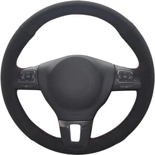 Hand-stitched Soft Black Suede Car Steering Wheel Cover For Volkswagen VW Gol Tiguan Passat B7 Passat CC Touran Jetta Mk6