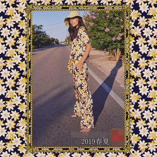 Fashion week stretch satin fabric summer brand digital printing fabric satin dress handmade DIY fabric wholesale cloth