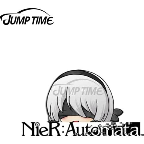 Jump Time 13 x 4.3cm For Nier Automata Chibi 2B Peeker Sticker Anime Personality Creative Stickers Body For Car Vinyl Car Wrap