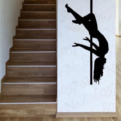 Sexy Girl Pole Dance Wall Sticker Vinyl Mural Girls Room Design Interior Decor Art Wallpaper Removable Waterproof Wall PW511