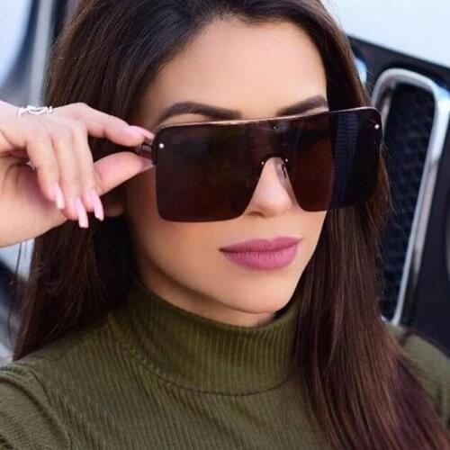 2020 Rimless Square Sunglasses Women New Oversized Big Frame Vintage Retro Vintage big shades female sunglasses Eyewear UV400
