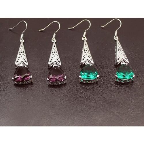 Hermosa Big Promotion Charm Perfect PurpleAmethyst Drop Earrings For Women 2 1/8 Inch TK05