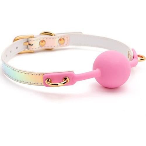 2020 Sex Pink Silicone Mouth Gag Ball Color Belt BDSM Bondage Restraints Open Mouth Ball Adult Toys Couple Women Games