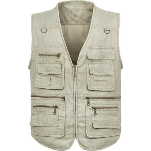 Fashion Cotton Vests Men 3XL 4XL 5XL Vest Mens Outdoors Cotton Multi Pocket Sleevless Jacket Man Casual Tops Autumn waistcoat