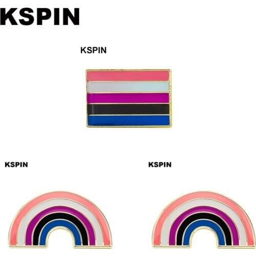 Gender Fluid Pride Flags Intersex Pride Asexual Pin Metal Badges for Backpacks Brooch Jewelry XY0134-1