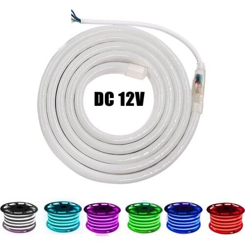 DC 12V 5050 RGB Neon Light Waterproof White / Warm White Ribbon Tape Flexible Neon Sign SMD 2835 LED Strip For Home Decoration