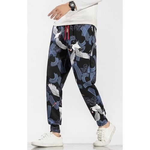 2019 Spring Chinese Style Cotton Pants Men Jogger Japanese Streetwear Joggers Men Pant Hip Hop Trousers Retro Track Pants KK3277