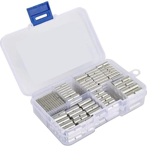 220PCS Non-Insulated Butt Connector Kit, Tinned Copper Non-Insulated Wire Connector