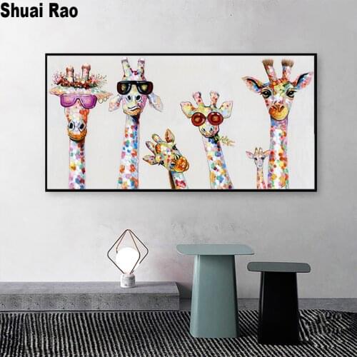 Diamond painting Giraffe Family Diamond embroidery cartoon animals pattern full drill square round Diamond mosaic wall sticker