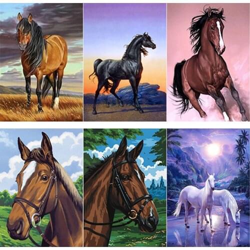New 5D DIY Animal Diamond Painting Horse Diamond Embroidery Full Square Round Drill Rhinestones Crafts Scenery Home Decor Gift