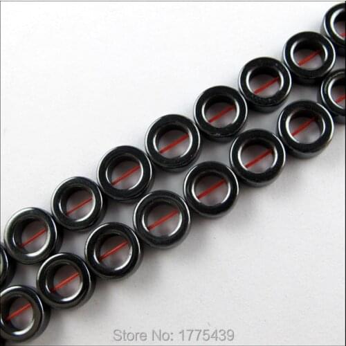 Free Shipping 10mm black round ring Natural Stone Hematite Beads for jewelry making fashion DIY accessaries