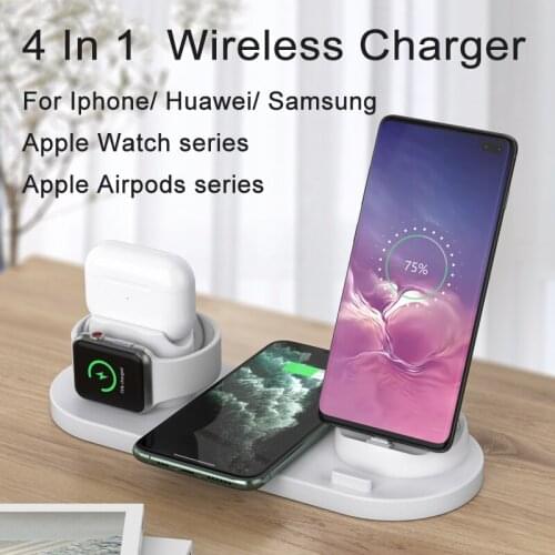 4 In 1 Wireless Charger for Samsung Huawei Android IPhone 12 11 XS X 8 Fast Charger Dock Station for IWatch SE 6 5 4 3 Airpods 2