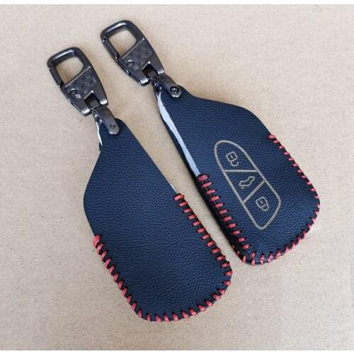 Stylish Leather Car Key Cover For VW Volkswagen Golf 8 Mk8 2020 Skoda 3 Buttons Smart Keyless Remote Control Fob Cases Holder